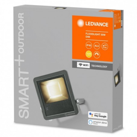Proiector LED inteligent Ledvance SMART+ WiFi DIMMABLE, 50W, 220-240V, 4000 lm, lumina calda (3000K), IP65/IK05, dimabil, 237x20