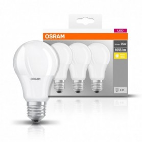 3 Becuri LED Osram Base Classic A, E27, 10W (75W), 1055 lm, luminacalda(2700K)