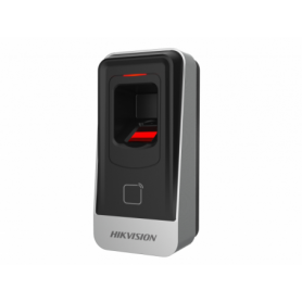 Cititor biometric si card MIFARE Hikvision, DS-K1201AMF citeste carduri MIFARE, capacitate amprente 5000 suporta RS485 buzzer, d