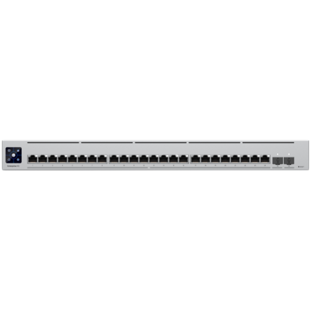 Ubiquiti Layer 3 switch with (24) 10GbE RJ45 ports and (2) 25G SFP28 ports