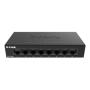 D-Link Switch DGS-108GL, 8 porturi Gigabit, Capacity 16Gbps, desktop, faramanagement, metal, negru, fara ventilator, D-link Gree