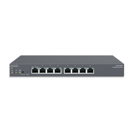 EnGenius Managed / stand-alone Desktop 8-port 55W GbE  Switch (PoE) 8-port GbE PoE.af 55W L2+ DT Cloud Management Switch