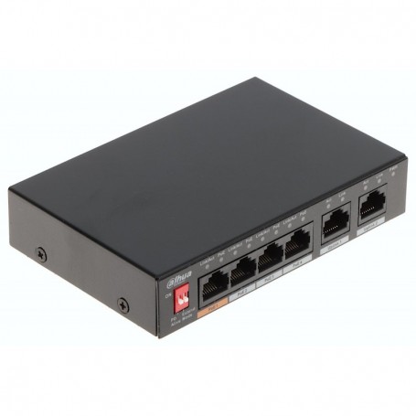 DAHUA SWITCH 6P 10/100 4POE PORTS Switch unmaneged cu 6 porturi 10/100Mbps cu 4 porturi PoE  Suportă standardele IEEE802.3, IEEE