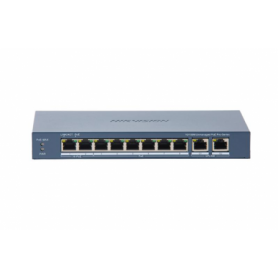Switch PoE Hikvision DS-3E0310HP-E(C): 8 × 10/100 Mbps PoE port,2 × Gigabit RJ45 port, 16 porturi PoE maxim 30W, buget PoE 130W,