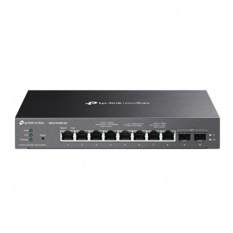 Omada 8-Port 2.5GBASE-T and 2-Port 10GE SFP+ Smart Switch with 8-Port PoE+ PORT: 8× 2.5G PoE+ Ports, 2× 10G SFP+ Slots SPEC: 802