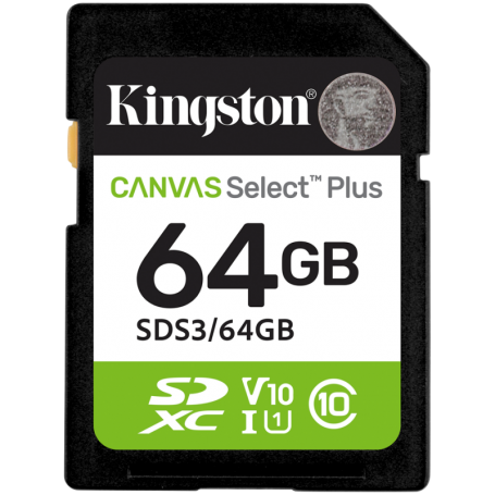 Kingston 64GB SDXC Canvas Select Plus Gen3 100MB/s C10 UHS-I U1 V10