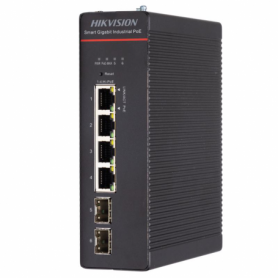 Switch PoE Hikvision DS-3T1506HP-SI-4P2F: 4 x Gigabit Hi-PoE RJ45 Ports, 2 × Gigabit SFP Fiber Optical Ports, 4 porturi Hi-PoE m