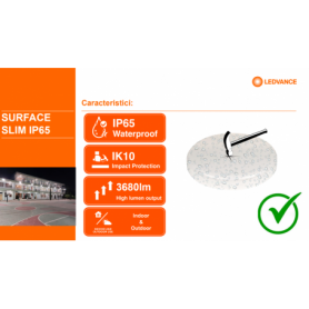 Plafoniera LED pentru baie cu senzor de miscare Ledvance SURFACE SLIM SQUARE 200, 19W, 2000 lm, lumina neutra (4000K), IP65/IK10