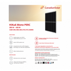 Panou Solar Fotovoltaic Monocristalin HiKu6 Mono PERC CS6R-400MS Black Frame, max. 1500V, lungime cablu 1100mm, conector T6, 400
