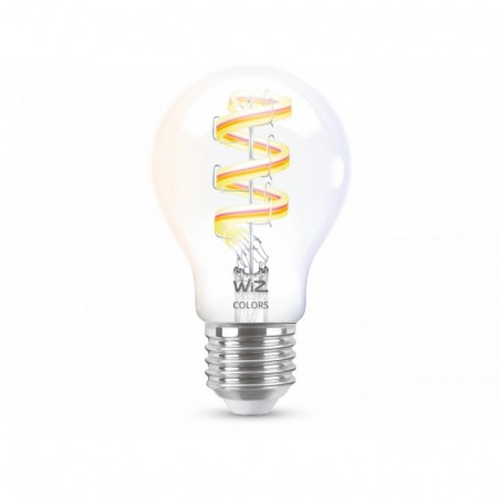 Bec LED RGB inteligent WiZ Connected Filament Clear A60, Wi-Fi, E27, 6.3W (40W), 470 lm, lumina alba si color (2200-6500K), comp