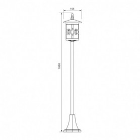 Stalp pentru iluminat exterior Vivalux JARDIN, E27, max. 1x60W, IP44, 155x155x1000mm, COFFEE, bec neinclus