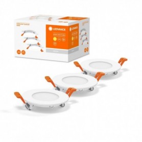 3 Spoturi LED incastrate Ledvance RECESS SLIM DOWNLIGHT, 3x4.5W, 3x240 lm, lumina calda (3000K), Ø8.5cm, Alb