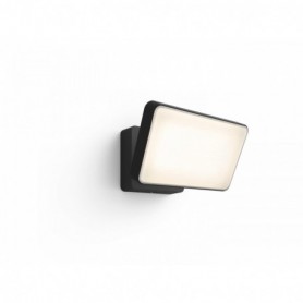 Proiector LED inteligent Philips Hue Welcome, 20.5W (80W), 2300 lm, lumina calda (2700K), dimabila, IP44, 160x220x153mm, Negru