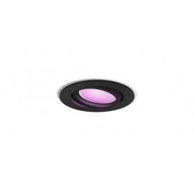 Spot LED RGB incastrat Philips Hue Centura, Bluetooth, GU10, 5.7W, 350 lm, lumina alba si color (2000-6500K), IP20, 9cm, Negru