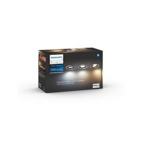 3 Spoturi LED incastrate Philips Hue Milliskin, Bluetooth, GU10, 3x5W (50W), 1050 lm, lumina alba (2200-6500K), IP20, 9cm, Argin