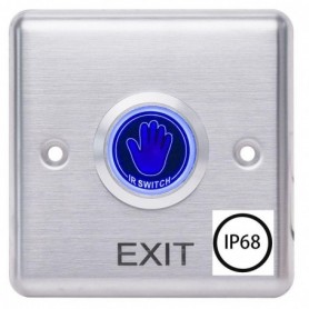 Buton de iesire cu infrarosu waterproof, incastrabil, ND-EB35, Iesire contact:NO/NC Icon: Hand, IP68,  LED stare Bi-color: albas